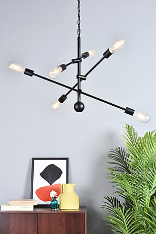 Living District Axel 6 Lights Black Pendant With Chain, , rollover