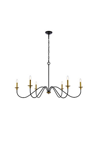Living District Rohan 48 Inch Chandelier In Matte Black And Brass, Brass/Black, large