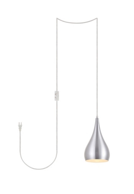 Living District Nora 1 Light Burnished Nickel Plug-In Pendant, , large