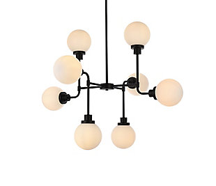 Living District Hanson 8 Lights Pendant In Black With Frosted Shade, Black, large