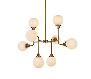Living District Hanson 8 Lights Pendant In Brass With Frosted Shade, Brass, large