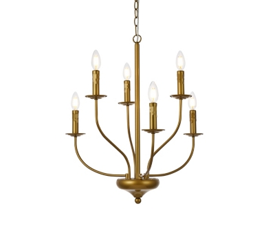 Living District Westley 6 Lights Pendant In Brass, Brass, large