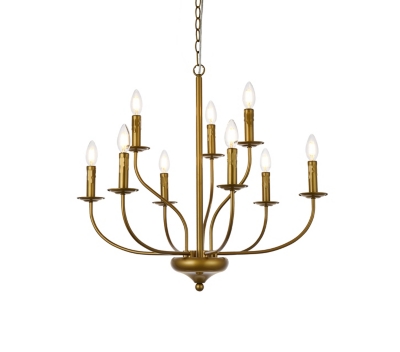 Living District Westley 9 Lights Pendant In Brass, Brass, large