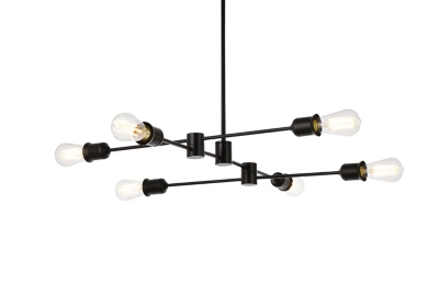 Living District Xavier 6 Lights Pendant In Black, Black, large