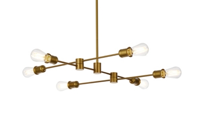Living District Xavier 6 Lights Pendant In Brass, Brass, large