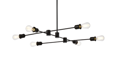 Living District Xavier 6 Lights Pendant In Black, Black, large