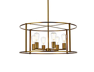 Living District Agnys 6 Lights Pendant In Brass, Brass, large