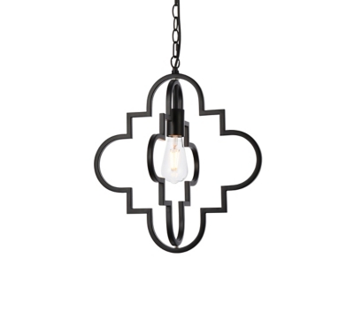 Living District Sandara 1 Light Pendant In Black, Black, large