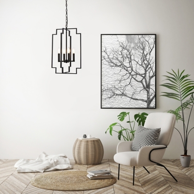 Living District Rosenfeld 4 Lights Pendant In Black, Black, rollover