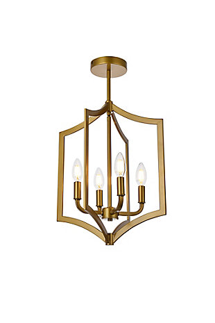 Living District Kiera 4 Lights Pendant In Brass, Brass, large
