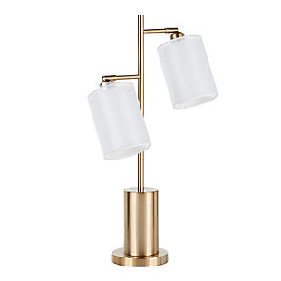LumiSource Cannes Contemporary/Glam Table Lamp in Gold Metal with White Shades, , rollover