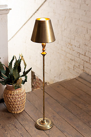Kalalou Antique Gold Floor Lamp with Metal Shade, , large