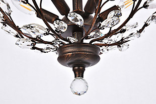 The ethereal splendor of Orchid collection chandeliers adds floral-inspired fantasy to your palace. Tiers of delicate steel branches shine in chrome, dark-bronze, or gold finishes. In lieu of flowers and buds, this fanciful seedling sprouts a wide variety of clear or golden-teak crystals. An organic centerpiece that’s breathtaking in the dining room, living room, or stairwell. Tiers of delicate-looking steel branches in a dark-bronze finish  | Highlighted with clear royal-cut crystal flowers and buds  | Lamp features a diameter of 27 inches, a height of 27 inches, and requires 13 candelabra bulbs  | comes with a 60 inch long hanging chain