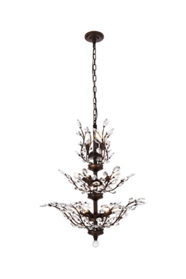 Orchid 13 Light Dark Bronze Chandelier Clear Royal Cut Crystal, Dark Bronze, large