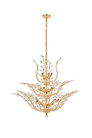 Orchid 18 Light Gold Chandelier Clear Royal Cut Crystal, Gold, large