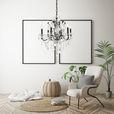 St. Francis 6 Light Dark Bronze Chandelier Clear Royal Cut Crystal, Dark Bronze, rollover