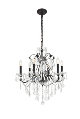 St. Francis 6 Light Dark Bronze Chandelier Clear Royal Cut Crystal, Dark Bronze, large