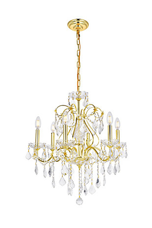 St. Francis 6 Light Gold Chandelier Clear Royal Cut Crystal, Gold, large