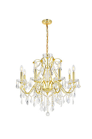 St. Francis 8 Light Gold Chandelier Clear Royal Cut Crystal, Gold, large