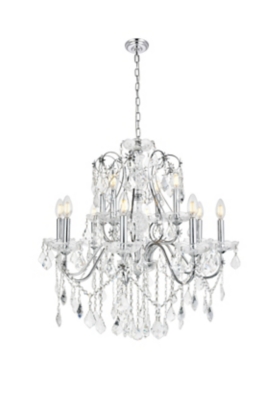 St. Francis 12 Light Chrome Chandelier Clear Royal Cut Crystal, Chrome, large