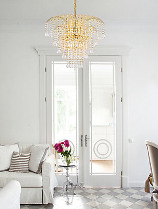 Falls 6 Light Gold Chandelier Clear Royal Cut Crystal, Gold, rollover