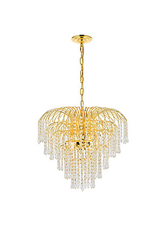 Falls 6 Light Gold Chandelier Clear Royal Cut Crystal, Gold, large