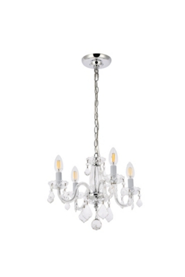 Rococo 4 Light Chrome Pendant Clear Royal Cut Crystal, Chrome, large