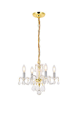 Rococo 4 Light Gold Pendant Clear Royal Cut Crystal, Gold, large