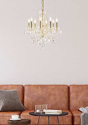 Princeton 8 Light Gold Chandelier Clear Royal Cut Crystal, Gold, rollover