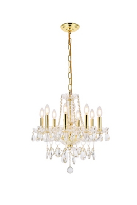 Princeton 8 Light Gold Chandelier Clear Royal Cut Crystal, Gold, large