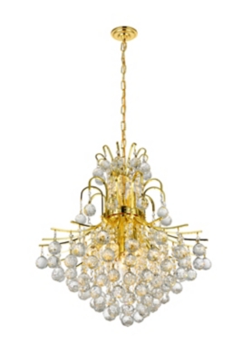 Toureg 11 Light Gold Chandelier Clear Royal Cut Crystal, Gold, large