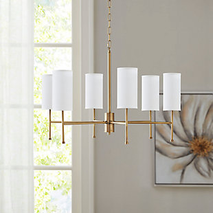 Hampton Hill Plated Gold Gold 6-Light Chandelier with Multi Shade Options, , rollover