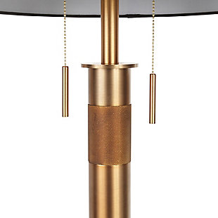 Bring light to your space with the industrial flair of the Trophy Table Lamp by LumiSource. This lamp gives off great ambient light through a fabric drum shade supported on a sturdy metal construction. With elegant pull chains and subtle textured metal accents, this lamp is perfect for that final touch of modern industrial charm.Industrial styling | Fabric drum shade | Two pull chains | Sturdy metal construction with textured metal accent | Available in a variety of colors