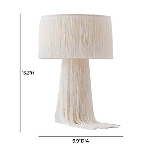 Draped with luxurious tassels, the Atolla collection will add warm lighting and textural elements to your space. Available as a pendant or table lamp, it'll be a unique decorative addition.Soft textural, tasseled design | Cord length: 98" | Switch type: On/Off | Max 25 Watt | Type A bulb | UL and CUL listed