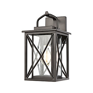 Bianca Carriage Light 1-Light Sconce in Matte Black with Seedy Glass, , large
