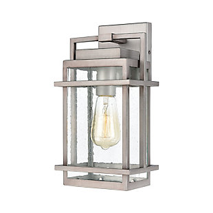 Bianca Breckenridge 1-Light Sconce in Weathered Zinc with Seedy Glass, Weathered Zinc, rollover