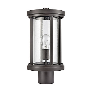 The Brison 1-light outdoor post mount updates the historic lantern with clean, crisp edges and solid aluminum construction. Finished in Oil Rubbed Bronze with seedy glass.Rated for wet locations | 1 bulb capacity | 60 watts per bulb | Oil rubbed bronze finish | Compatible with led bulb(s) | Hardwired light fixture | Cord length of 8 inches