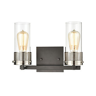 Stratford Home 2-Light Vanity Light in Matte Black with Clear Glass, , large