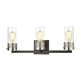 Stratford Home 3-Light Vanity Light in Matte Black with Clear Glass, , large