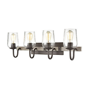 Stratford Home 4-Light Vanity Light in Vintage Rust with Clear Hammered Glass, , large