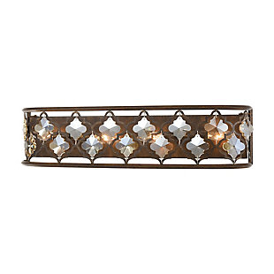 Stratford Home 4-Light Vanity Light in Weathered Bronze with Amber Teak Crystal, , large