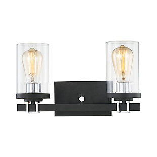 Stratford Home 2-Light Vanity Light in Charcoal/Beechwood, Charcoal, large