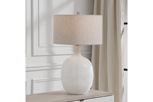 Uttermost Whiteout Mottled Glass Table, Wyatt Glazed Ceramic Table Lamp