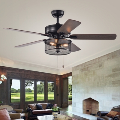 Safavieh Fredrik Ceiling Light Fan, Matte Black