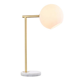 JONATHAN Y Charles 20.5" Metal/Marble LED Table Lamp, Gold/White, , large
