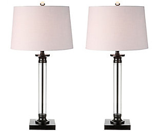 JONATHAN Y Mason 30" Glass and Metal LED Table Lamp, Black/Clear (Set of 2), , large