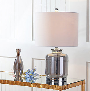 JONATHAN Y Marsh 22" Glass LED Table Lamp, Smoked Gray, , rollover