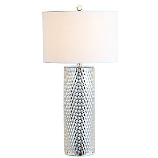 JONATHAN Y Isabella 30" Glass LED Table Lamp, Silver, , large