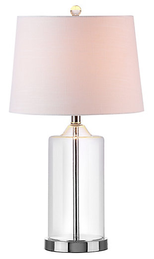 JONATHAN Y Walsh 25" Glass LED Table Lamp, Clear/Chrome, , large