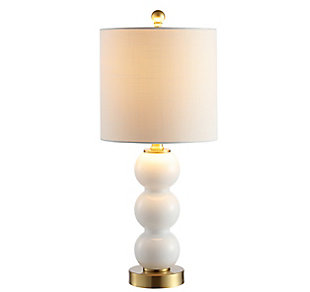 JONATHAN Y February 21" Glass/Metal LED Table Lamp, White/Brass Gold, Clear/Brass Gold/White, large